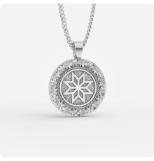 Оберег Алатырь из серебра в дубовых листьях